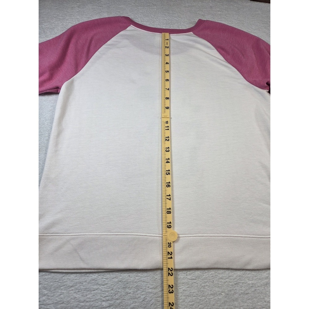 Disney Minnie Mouse Graphic Sweatshirt Womens Large Pink Raglan Crewneck... - Picture 7 of 8